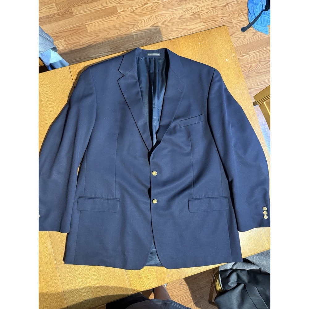 Botany 500 50L Navy Blue Gold 2 Button Wool Mens Blazer Suit‎ Jacket Sport Coat